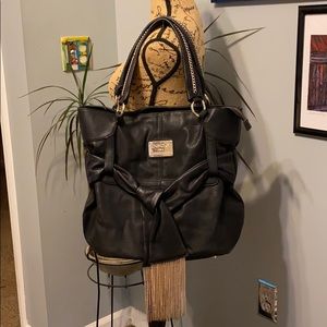 BeBe faux pebbled Black Leather Shoulder Bag